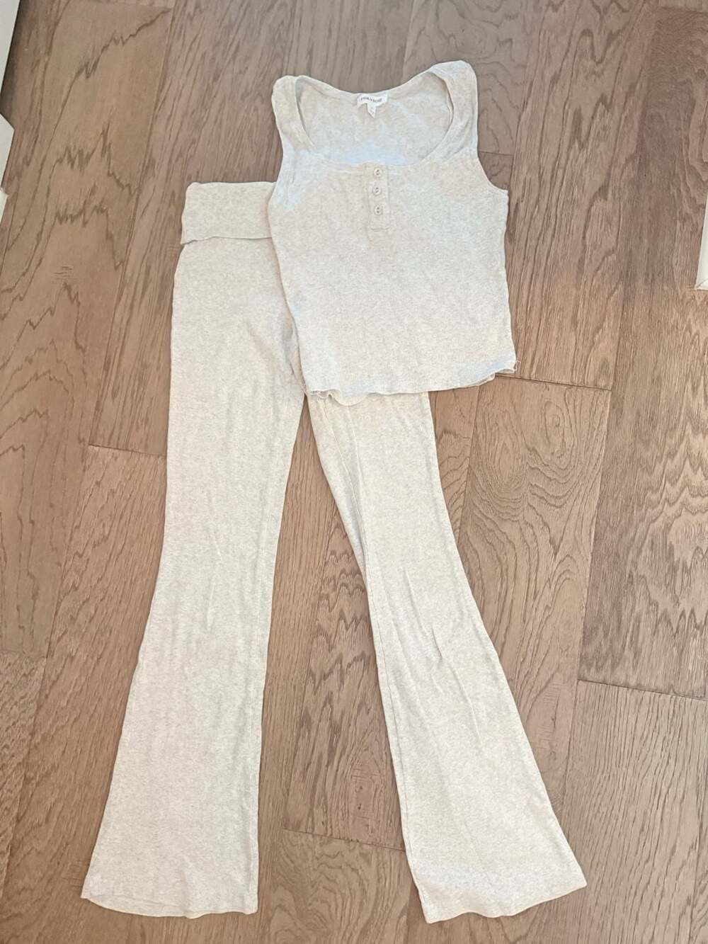 PINK ROSE Ribbed Tank Top and Foldover Lounge Pants Set